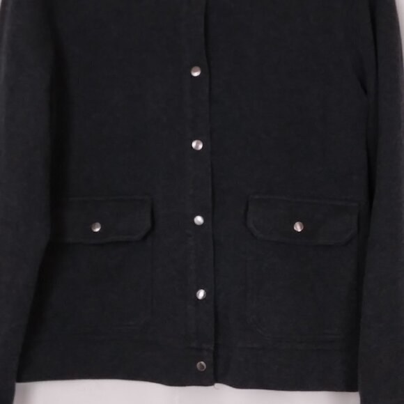 Lauren Ralph Lauren | Charcoal Gray Snap Front Knit Sweater Jacket | Size L - Picture 2 of 5